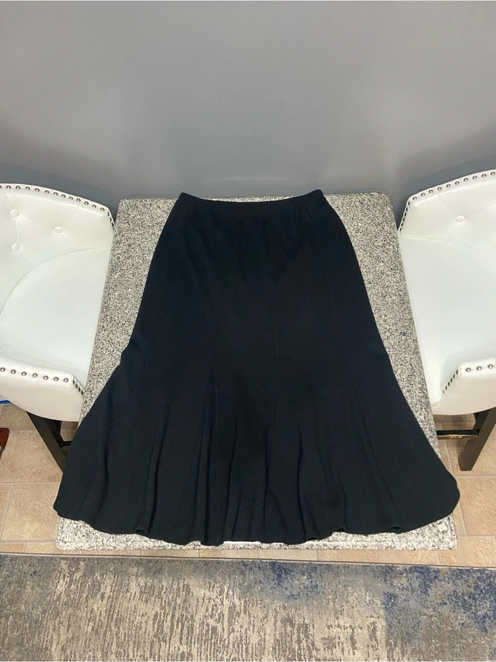 EILEEN FISHER Womens Long Black Trumpet Skirt Italian Wool Blend Flare Maxi L - Picture 1 of 15